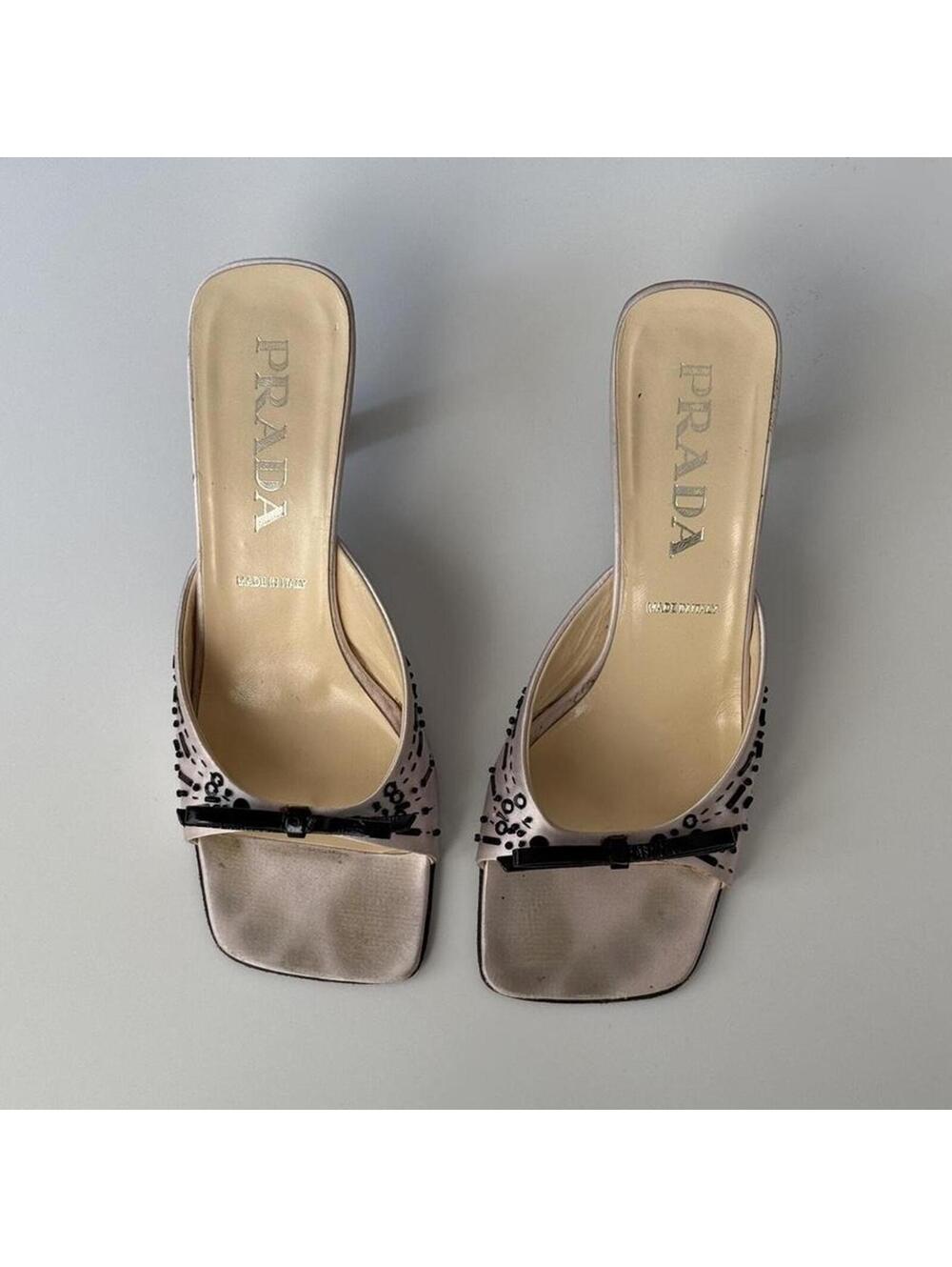Prada satin beaded bow mules - Picture 2 of 8